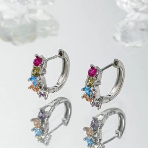 Y2K Rainbow Diamond Zircon Earrings Rings Millennium Trendy Sweet Cool Subculture Design Unique Dopaamine Accessories