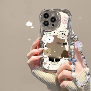 Oppo Reno9 Phone Case Cartoon Bear Design Anti-Fall Protection Shell Cute Little Dog Electroplating Soft Silicone Cover for OPPO