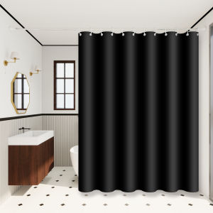 ม่านอาบน้ำสีดำล้วน สไตล์โมเดิร์นสีเข้ม เหมาะสำหรับการตกแต่งห้องน้ำในอพาร์ทเมนต์ให้ดูมีสไตล์