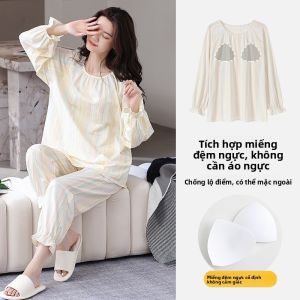 Bộ đồ ngủ MiiOW cho nữ làm bằng cotton thoải mái thoáng khí có đệm ngực