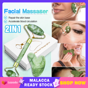Natural Gua Sha Scraping Plate Face Roller Facial Jade Roller Stone Anti Aging Massage Skin Eye Body Face Roller Set 脸部按摩刮痧