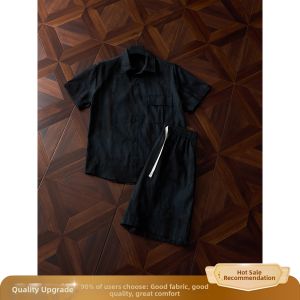 ZHUOCAN | Ice Silk Dyeing Breathable Two-piece Set Shirt Shorts