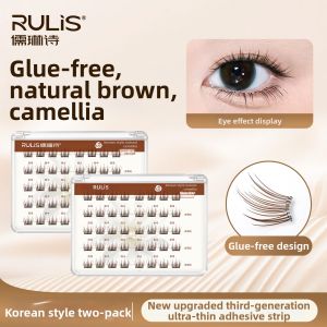 RULIS | Glue-Free Natural Daily Use Easy-to-Apply Black Brown Faux Eyelashes