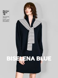BEIQIANI | Design Striped Half High Neck Dresses