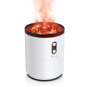 Brifit 450ML Volcano Humidifier Jellyfish Mist Flame Diffuser for Bedroom Home and Office Bringing with Red/Blue Flames Night Light Air humidifier