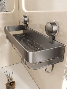 Bathroom Wall-Mounted Suction Cup Rack Toilet Storage Shelf Washstand Organizer No-Drilling Required Space Saving Holder