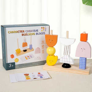 Creative Character Stackable Cubes Wooden Blocks for Boys And Girls Age 3 to 5 Role Play Game Table Top Toy Educational Puzzle