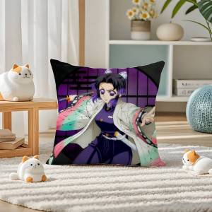 Bandai | Demon Slayer Rengoku Kyojuro Anime Plush Pillow Cover Soft Short Plush Cushion Cover For Sofa Bedroom Home Decor Gift Decoration