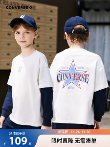 Converse Childrens Long Sleeve Cotton T-Shirt Base Layer Top New Arrival Girls Autumn Wear Boys Standard Fit round Neck Print