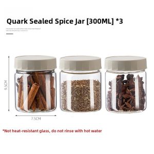 Kitchen Spice Storage Box Set Sauce Condiment Jar Sealable Container Hot Pepper Bottle Drawer Style Glass Material for Home Use