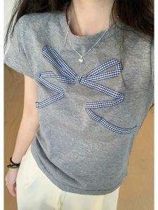 Áo Thun Tay Ngắn Cổ Tròn Pure Cotton American Ballet Style Butterfly Print Dành Cho Nữ Mùa Hè Ngọt Ngào Và Cay Nồng