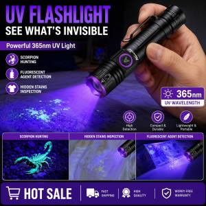 Alonefire | Zoom 365nm/395nm UV Flashlight USB Rechargeable Ultraviolet Curing Torch Cat Dog Pets Urine Tinea Marker Money Ore Scorpion Ligh