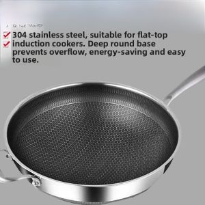 Home Use 316 Stainless Steel round Bottom Wok Non-Stick Gas Stove Compatible Induction Cookware Rust Proof Cooking Utensil