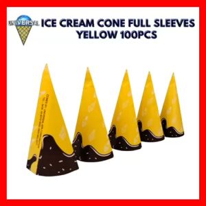 UNIAPA ICE CREAM CONE FULL SLEEVES YELLOW 100 PIECES with print or design
