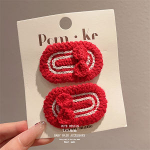 New 2025 Childrens Hair Accessories Red Plaid Side Bangs Clip Girls Baby Headwear Adorable Style Basic Packaging from China