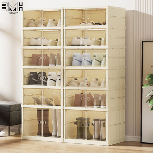 ตู้รองเท้า ที่เก็บรองเท้าแบบพับเก็บได้ กล่องรองเท้า กล่องรองเท้าพับ พลาสติกใส กล่องใส่รองท้า พร้อมส่ง