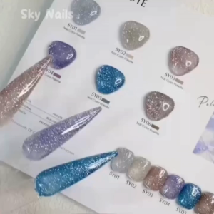 SANSU 6 สี ชุดยาทาเล็บเจล เจลเพชร เจลแฟลช เจลเลื่อม น พร้อมแผนภูมิสีฟรี สามารถจัดส่งได้ทันที