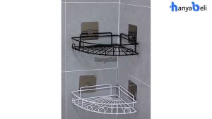 Rak Kamar Mandi Rak Sudut Penyimpanan Serbaguna Rak Segitiga Motif Kipas Rak Dinding Kabinet Kamar Mandi Tempel Rak Sabun Kamar Mandi