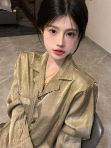 Ice Silk Pajamas Womens Summer Long Sleeves Fancy Ins Xiaohongshu Homewear Artificial Silk Cool Pajamas Womens Suit