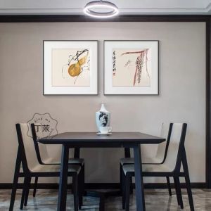 Modern Chinese Zen Style Wall Art Abstract Northern Europe Style Living Room Decorative Painting Tea Room Background Wall Art