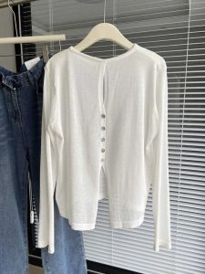 เสื้อยืดถักไหมน้ำแข็งสีขาวแขนยาวผู้หญิงฤดูร้อนแบบสวมหัว ผ้าโปร่งบาง ป้องกันแสงแดด เสื้อคลุมแขนยาวแบบบาง