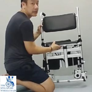 ViN-Z05 Commode Shower Indoor Bathing Chair Foldable Compact Portable Adjustable height 4 Anti Rust Lockable Brakes Wheels