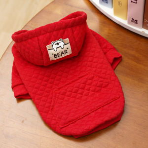 Pet Hoodie Sweatshirt with Hat for Dogs And Cats Four-Legged Clothes Autumn Winter Diamond Grid Teddy Bichon Golden Retriever Medium Large