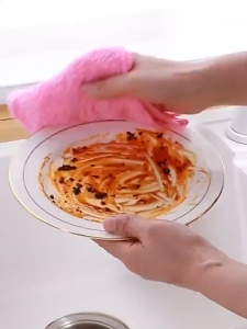 Wood Fiber Dish Cloth Oil Resistant Kitchen Scrubber for Dishes Pans Reusable Cleaning Rag with Quick-Dry Tech