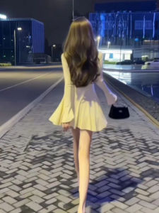CHANGTONG | Vintage French Style V-Neck Knit Dress