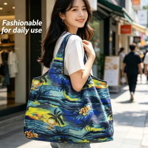 Oxford Cloth Environmental Protection Folding Bag Large Capacity Folding Shopping Bag Creative Portable Printing Portable