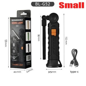 Multifunctional COB LED Flashlight Portable Magnetic Work Light Lantern USB Rechargeable Emergency Repair Camping Torch Lamp