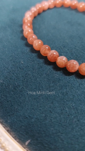 Vòng đá Mặt Trời Sunstone size hạt 5.5 li phối bánh xe cẩm thạch sang trọng cho mệnh Hỏa Thổ | Hoa Minh Gem