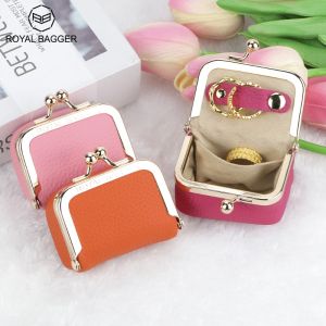 (จัดส่งท้องถิ่น) Royal Bagger กระเป๋าใส่เหรียญหนังแท้ขนาดมินิ กระเป๋าเปลี่ยนลูกปักล็อคจูบ สไตล์สวมใส่ใส่กระเป๋าเล็กสำหรับผู้หญิง 1894