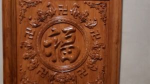 Chữ Ngũ Phúc (chữ Phúc 5 con dơi) treo trấn phong thủy gỗ hương đá xin