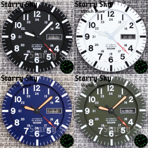 Starry Sky New 34.3mm Double Calendar Watch Dial Watch Hands With Green Luminous Suitable For NH35 NH36 Movement Watch Accessory