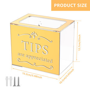 Acrylic Donation Box Clear Suggestion Trading Ballot Raffle Money Ticket Container Tip Jar with Large Opening for Coffee Shop