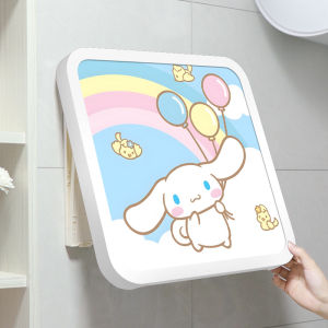 Foldable Bathroom Wall Art Storage Box Toilet Clean Clothes Organizer No Drilling Required ABS Material Single Layer Rack