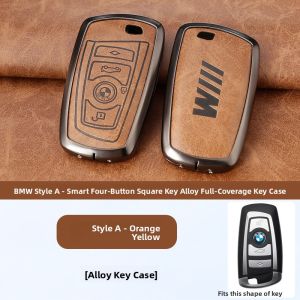 BMW Key Cover Compatible with 5 Series 525LI 2 Series 3 Series GT320li Shell X1 X3 X5 X6 Buckle 730li Car Bag Retro Zinc Alloy