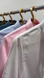 เชิ้ตคอปกแขนสั้น สีเลือดหมู ผ้า Oxford (อก 40-51 นิ้ว)