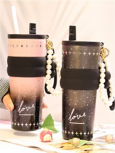 ขวดน้ำเซรามิกหุ้มฉนวนความจุขนาดใหญ่ แก้วหลอดดูด ผู้หญิง มูลค่าความสวยงามสูง รุ่นใหม่ปี 2025 ติดตั้งในรถยนต์สุดหรู