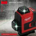 Milwaukee เลเซอร์วัดระดับสีเขียว16เส้น4D ปรับระดับได้ด้วยตัวเอง360การก่อสร้างด้วยเลเซอร์ที่มีประสิทธิภาพสูงในแนวนอนและแนวตั้ง. 