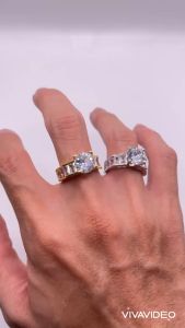 Nhẫn đính đá Nhẫn hột xoàn đá cao Titan không phai không rỉ sét màu 18k và bạch kim mã 03