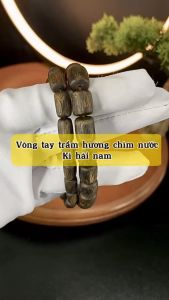 Vòng tay trầm hương chìm nước đốt trúc thô Kì Hải Nam 6-9mm dầu đen thơm sống 024