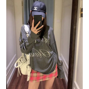 YUEZHONGWEI | Áo thun chống nắng tay dài cổ tròn màu xám mỏng mùa hè cho nữ Áo khoác ngoài rộng rãi thoáng khí Áo thun điều hòa không khí