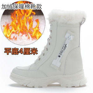 Womens Genuine Leather Snow Boots Winter Fleece Lined Warm Martin Boots Short Thick Bottom Heightening Inner High Heel