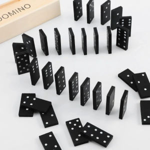 Black Domino Wooden Box with Black Domino Wooden Board Game Teaching