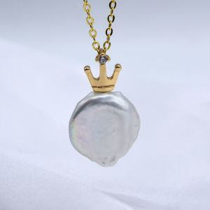 เครื่องประดับแฟชั่นจี้ไข่มุกผู้หญิงไข่มุกบาร็อคธรรมชาติสีขาวรูปทรงมงกุฎ