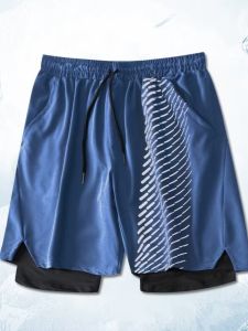 Mens Five-Part Swimsuit Anti-Embarrassment 2024 New Double-Layer Quick-Dry Professional Beach Pants plus Size Hot Spring Swimming Equipment