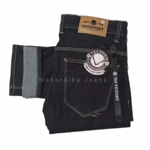 784 Victory Celana Jeans Denim Panjang Pria Slim Fit Skinny Strecht Melar Cowok Warna Biru Dongker