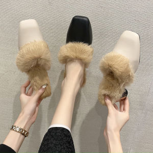 DIANCHA | Giày Nữ Thời Trang Phong Cách Retro Đế Vuông Mule Dép Lười Gót Trung Bình